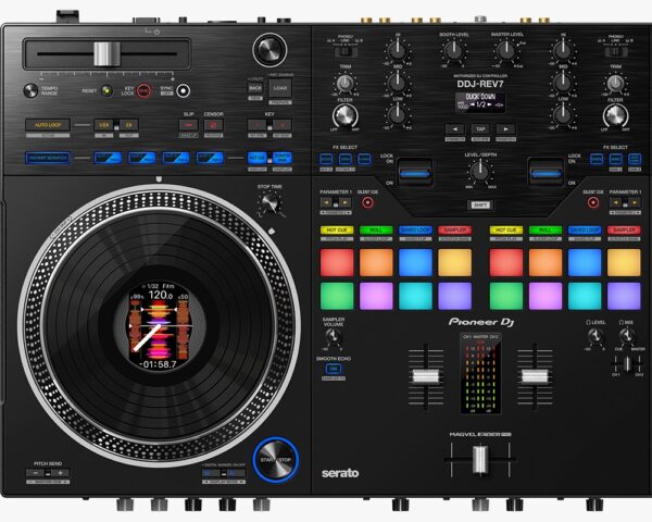 Controlador DJ profesional de 2 canales de estilo scratch para múltiples aplicaciones de DJ (negro) - Imagen 3